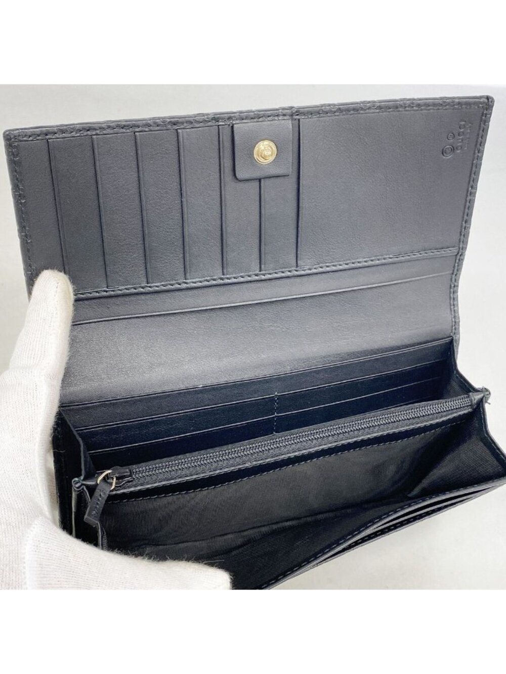 Gucci Wallet Micro Guccissima Leather Black Champagne Gold - Picture 3 of 8